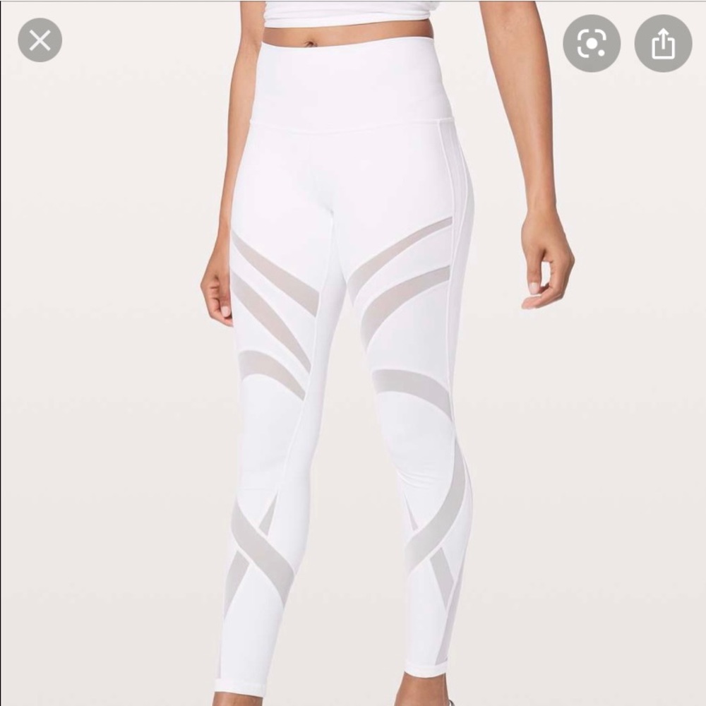 NWT Lululemon White Wunder Under *Mesh 28” Size 8